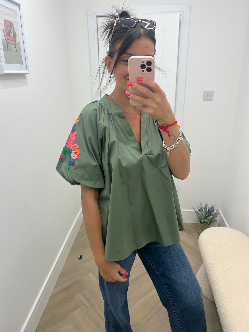 Krya flower sleeve blouse🌺💐