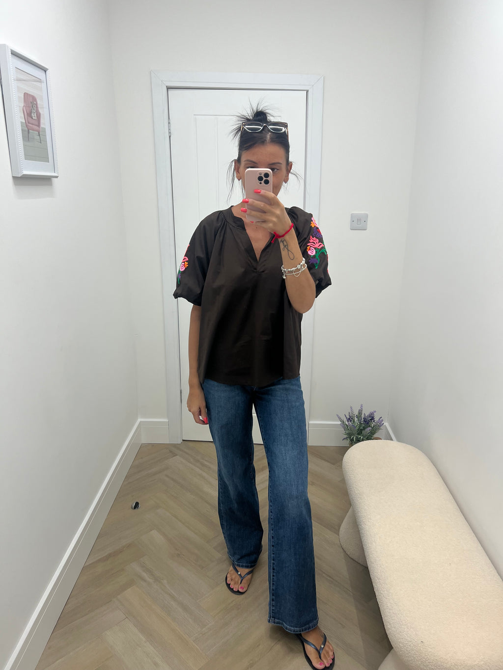 Krya flower sleeve blouse🌺💐