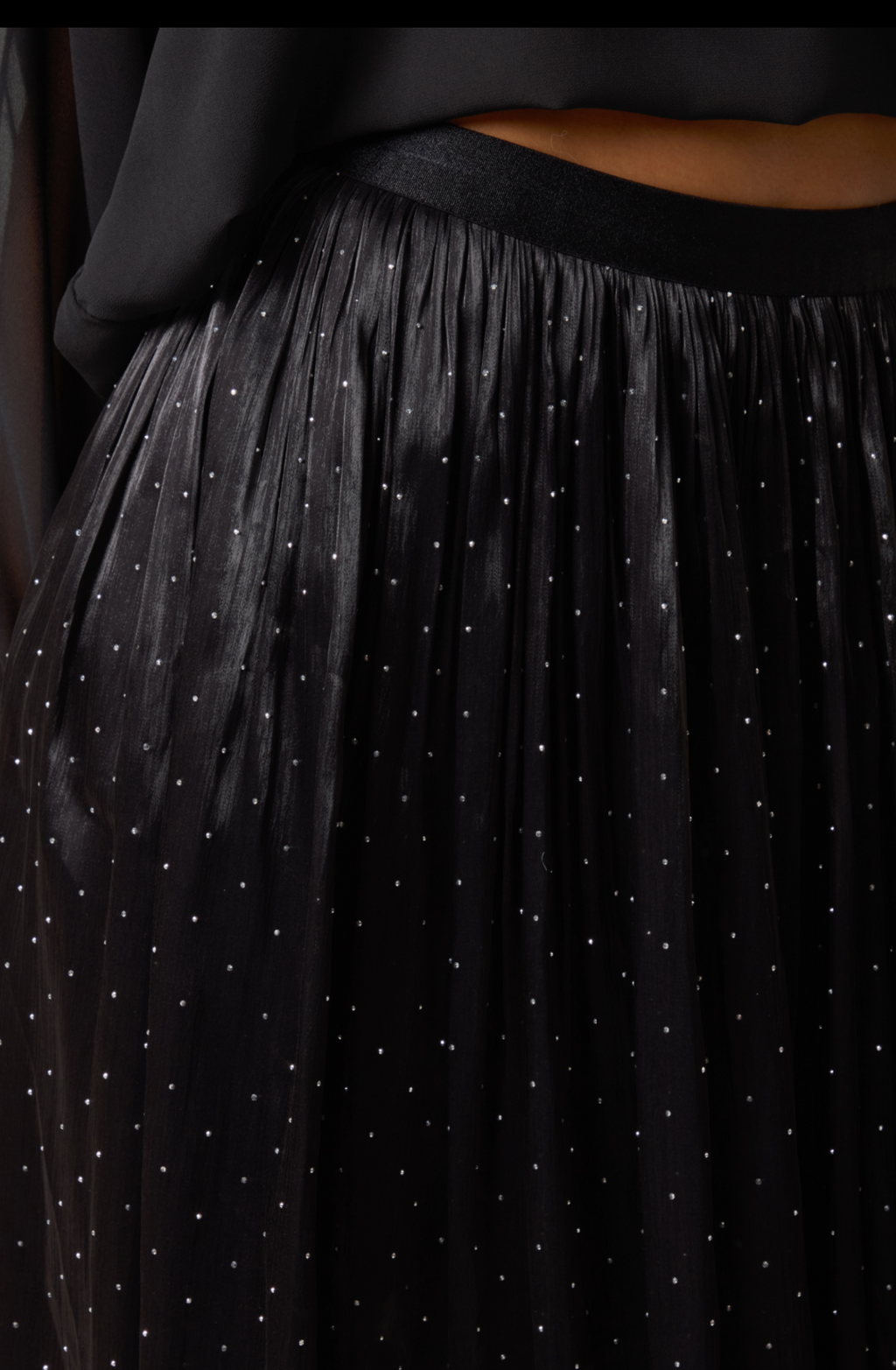 Diamanté Embellished Shimmer Midi Skirt