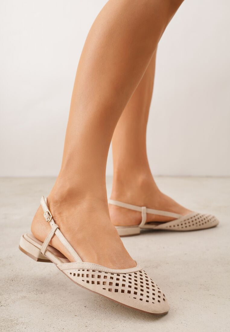 ✨ Mila — Cutwork Slingback in Gold & Neutral
