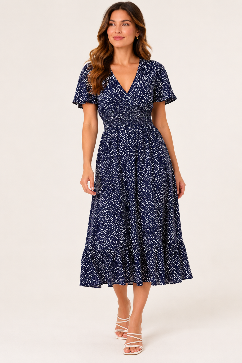 Nadia Ditsy Flutter Sleeve Dress