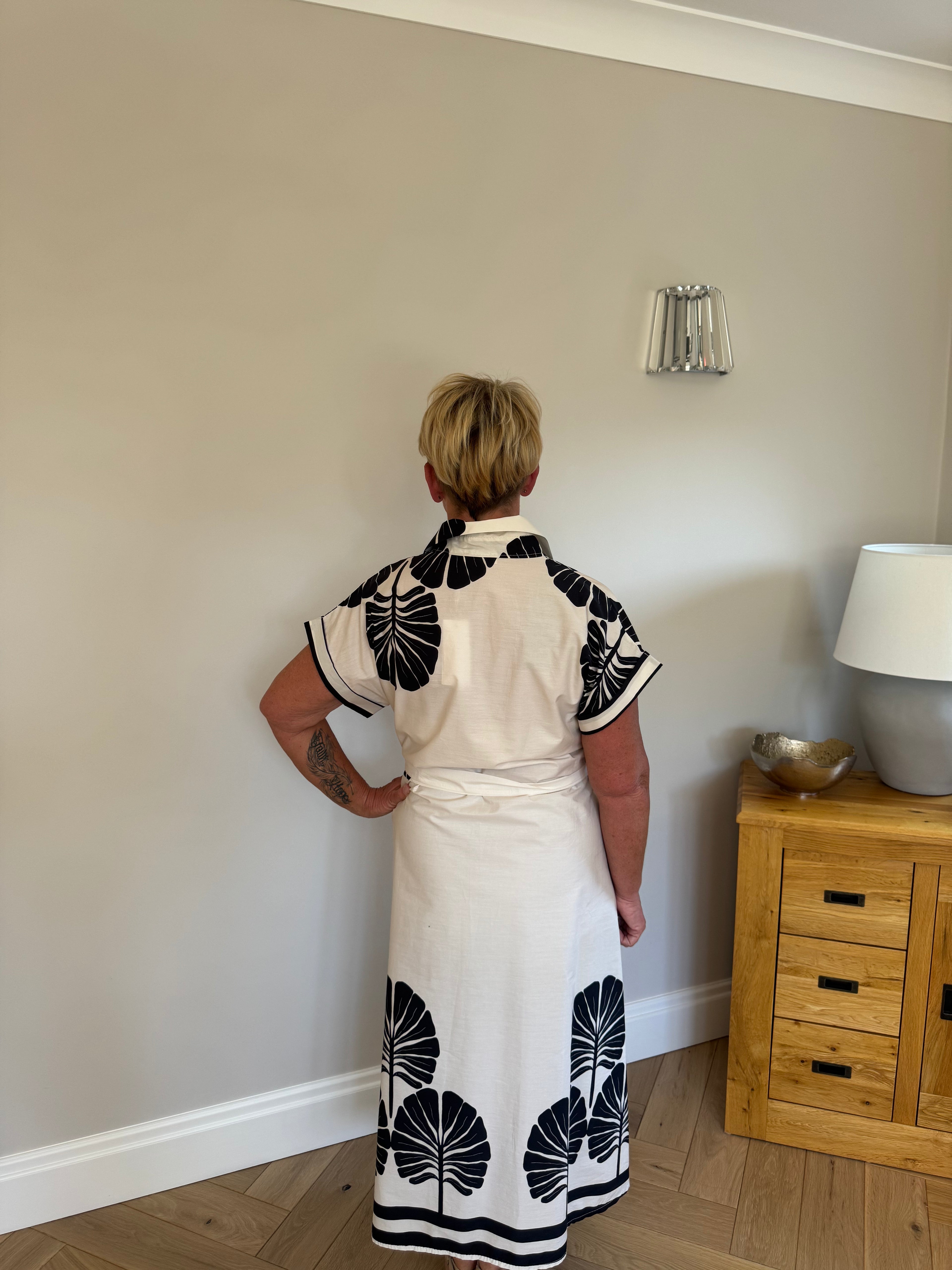 Monstera Cotton Belted Dress