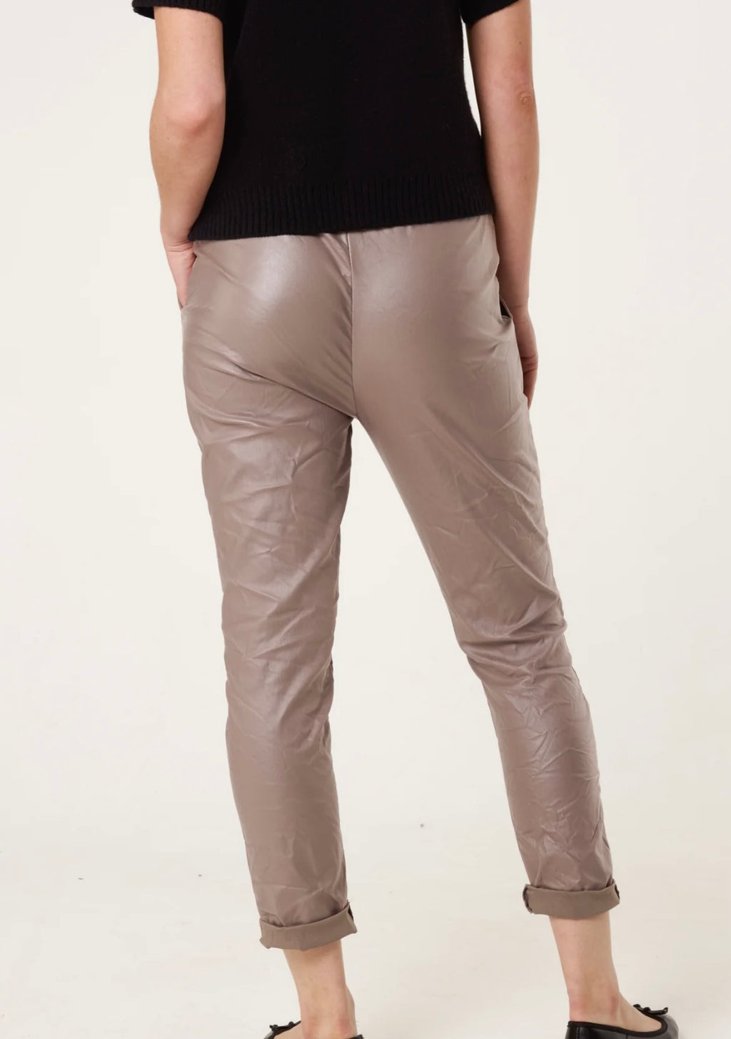 Grace Faux Leather PU Coated Crushed Magic Trousers