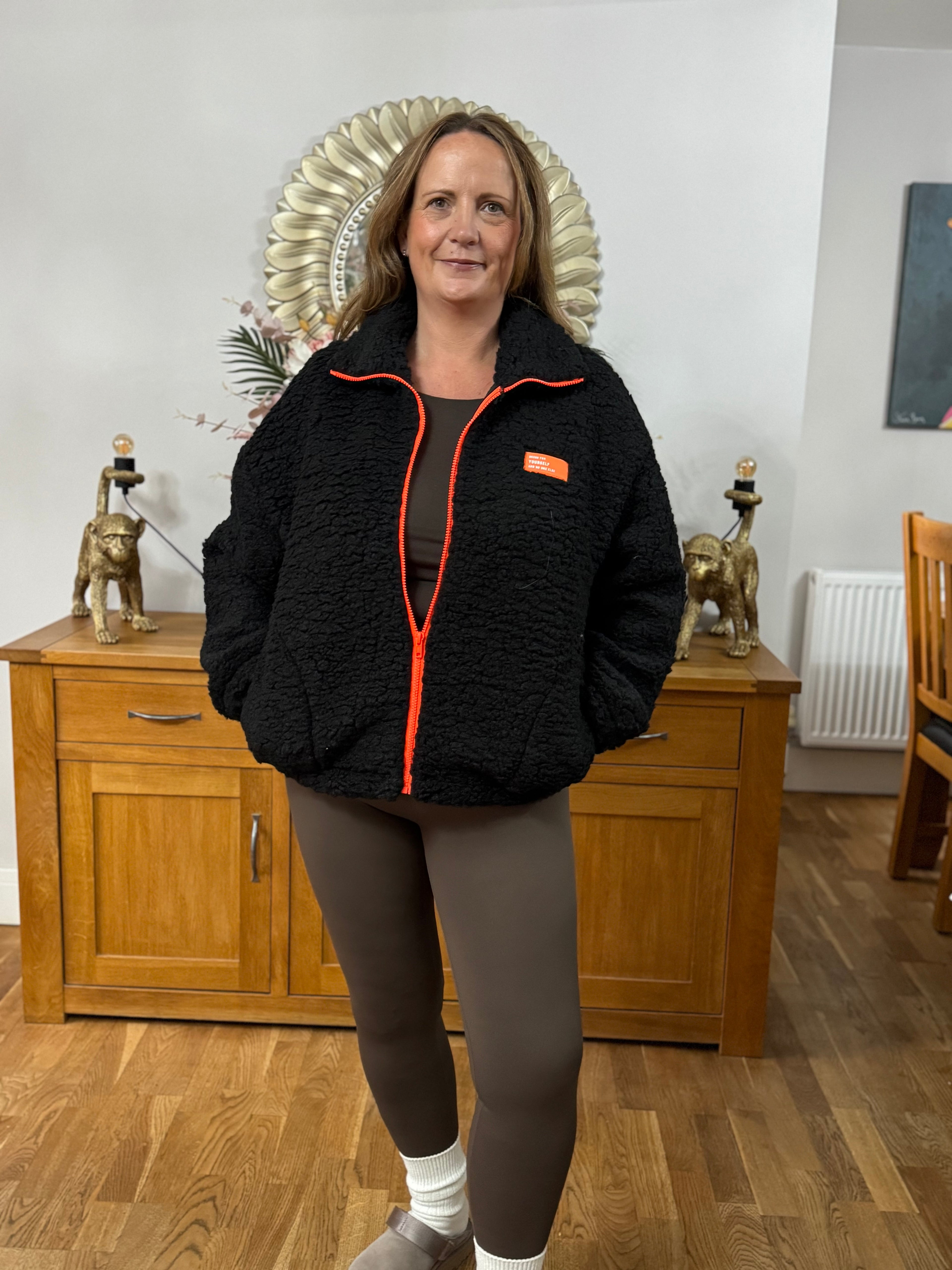 Teddy Zip Jacket – Neon Stitch Edition