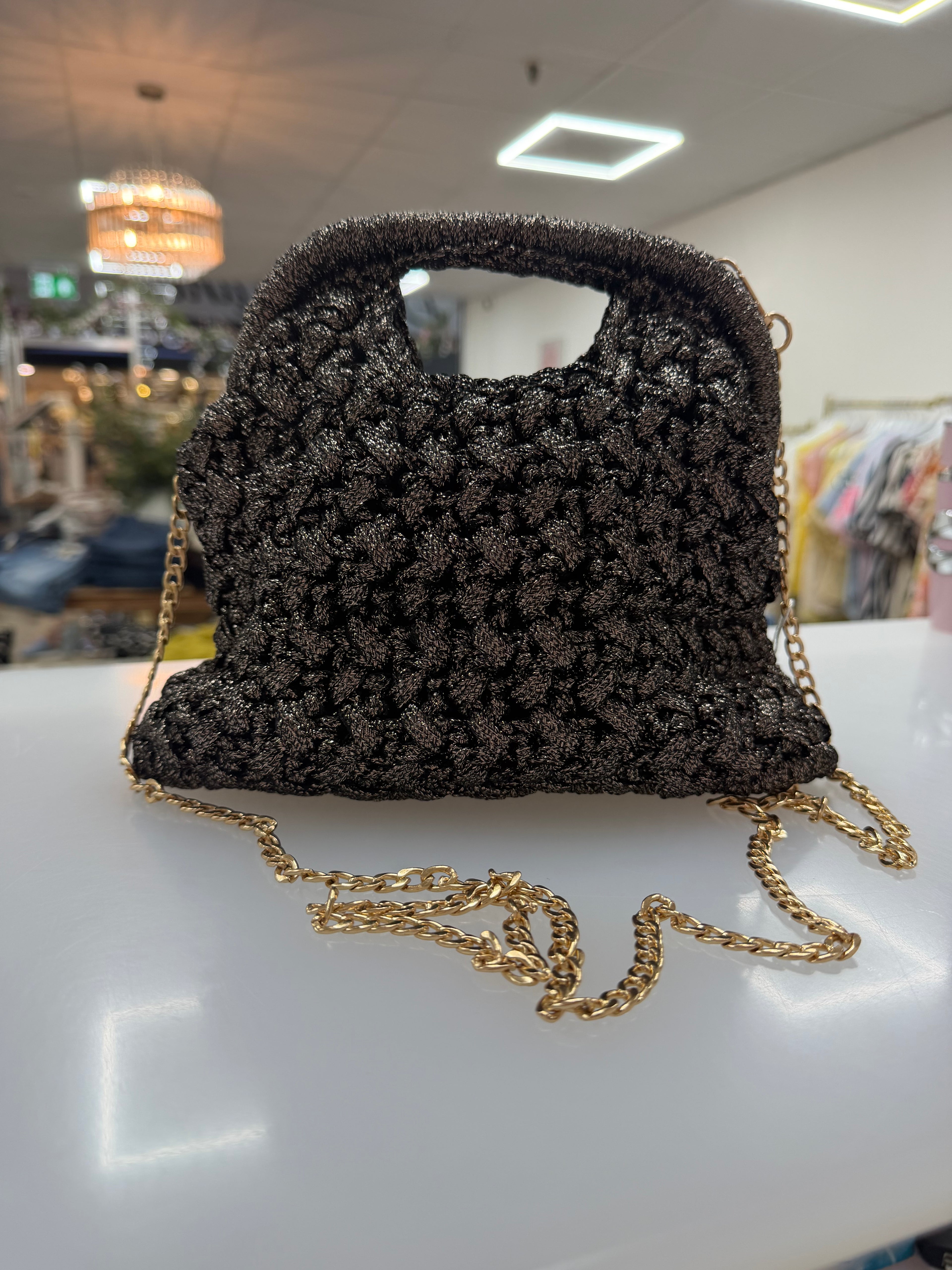 Gemma Glitter Woven Clutch Bag