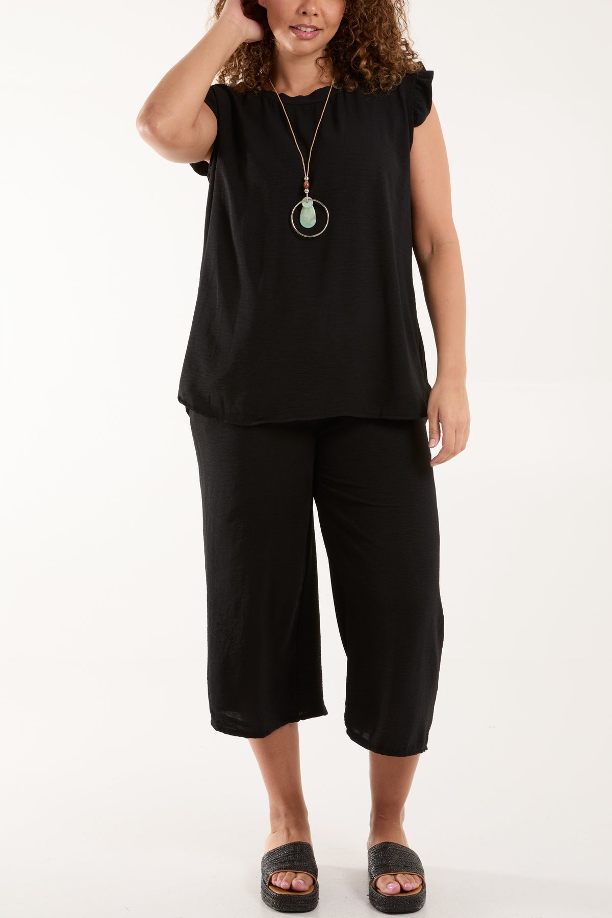 Rita Ruffle Sleeve Top & Culotte Trousers Set