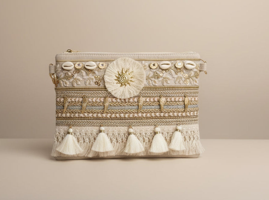 🌞 Sun – Embellished Boho Clutch