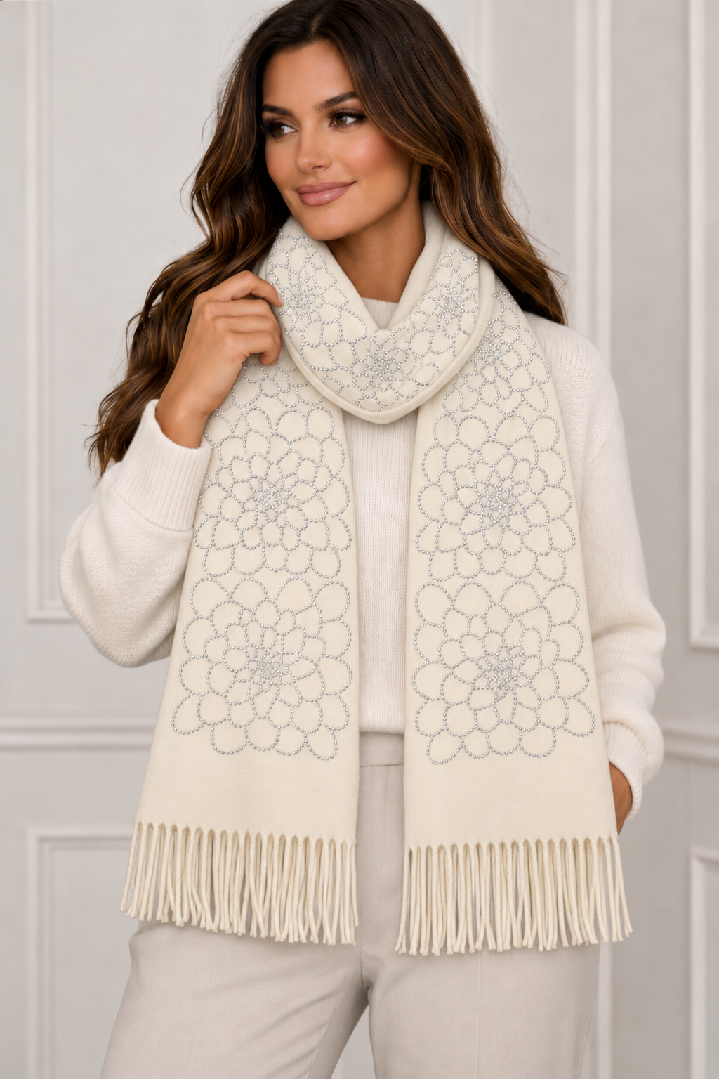 Dahlia Embellished Cashmere Feel Scarf