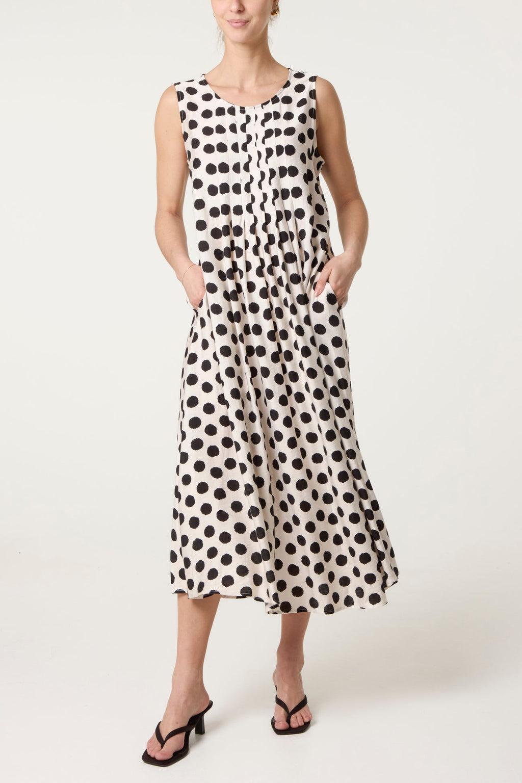 Emi – Polka Dot Sleeveless Midi Dress