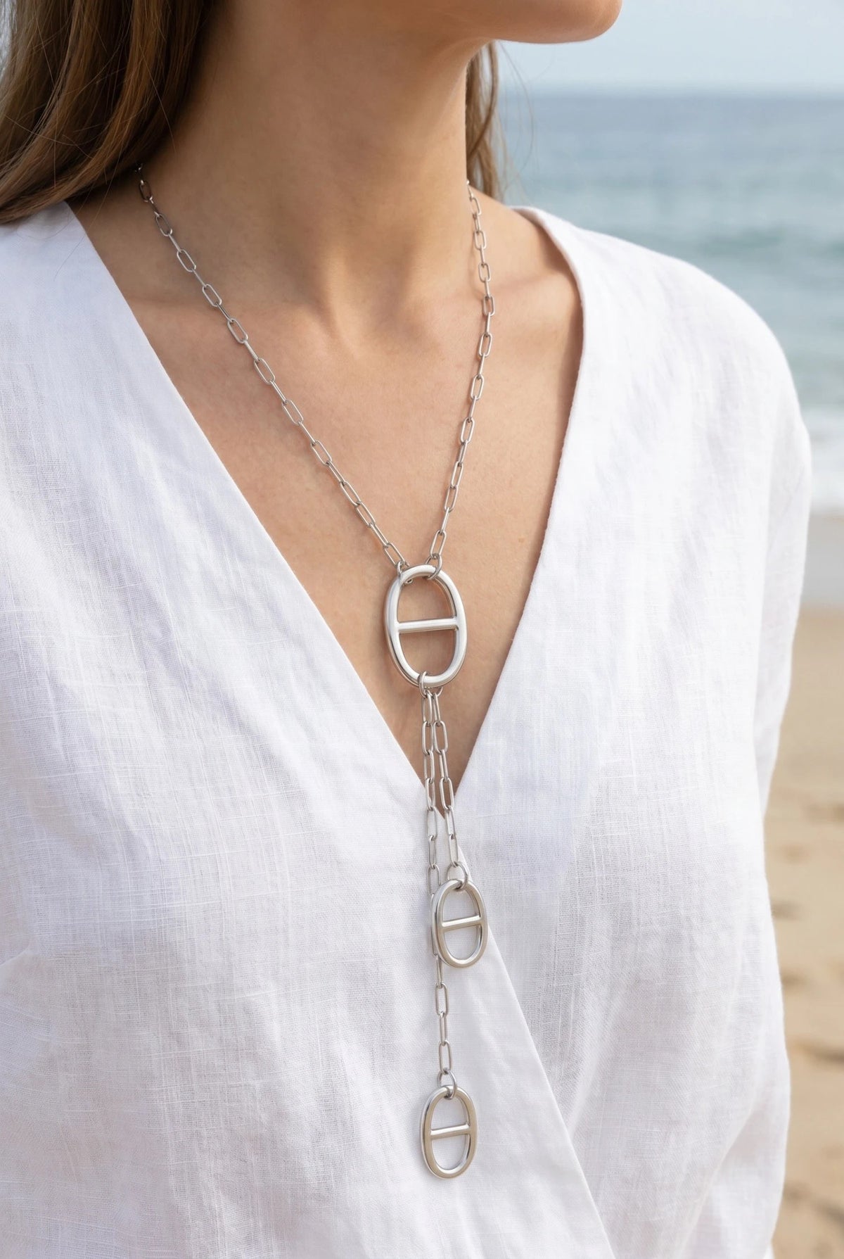 Marine Double Drop Y Necklace