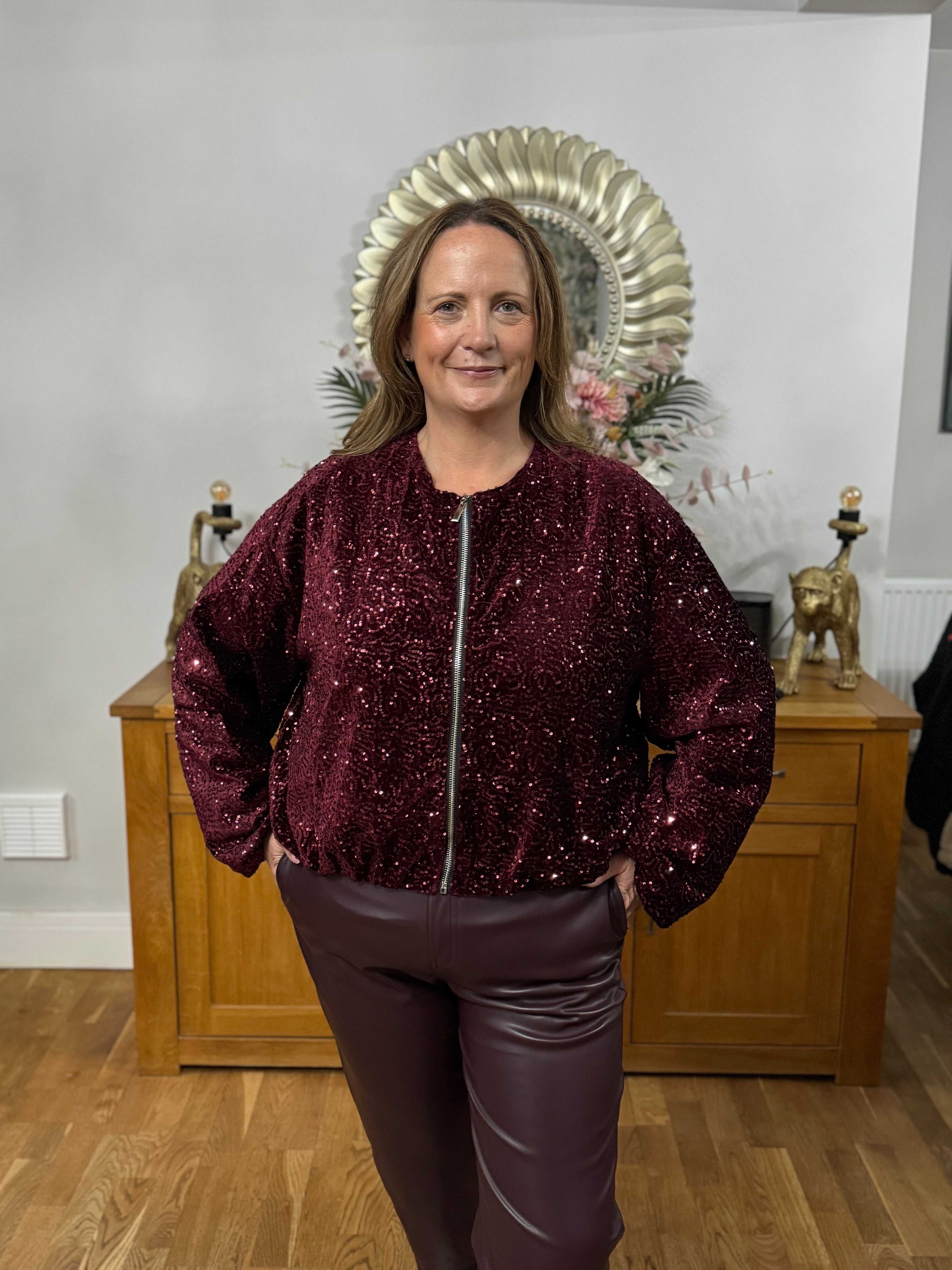 The Kaia Sequin Bomber