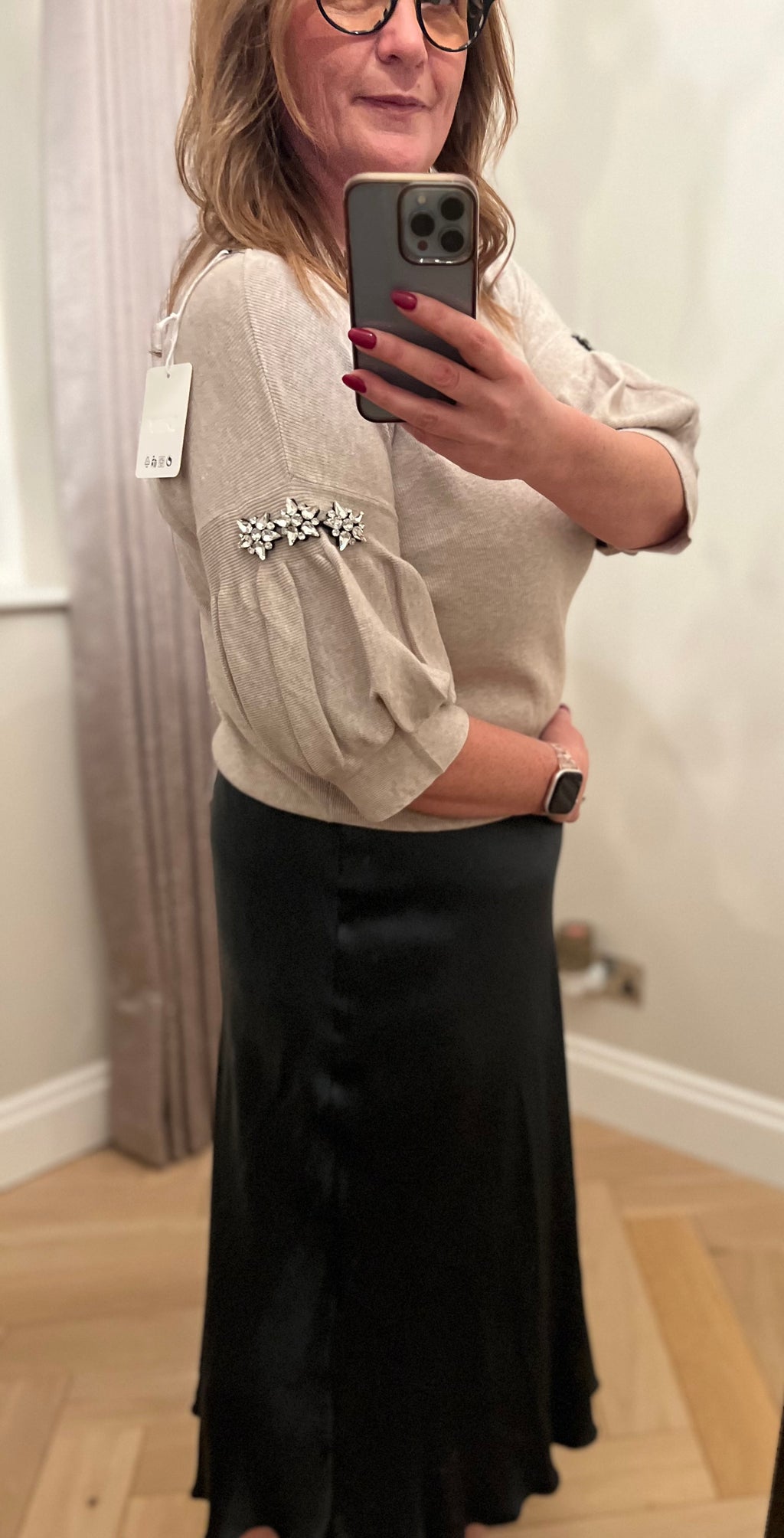 ✨ Jade – Jewelled Puff Sleeve Jumper