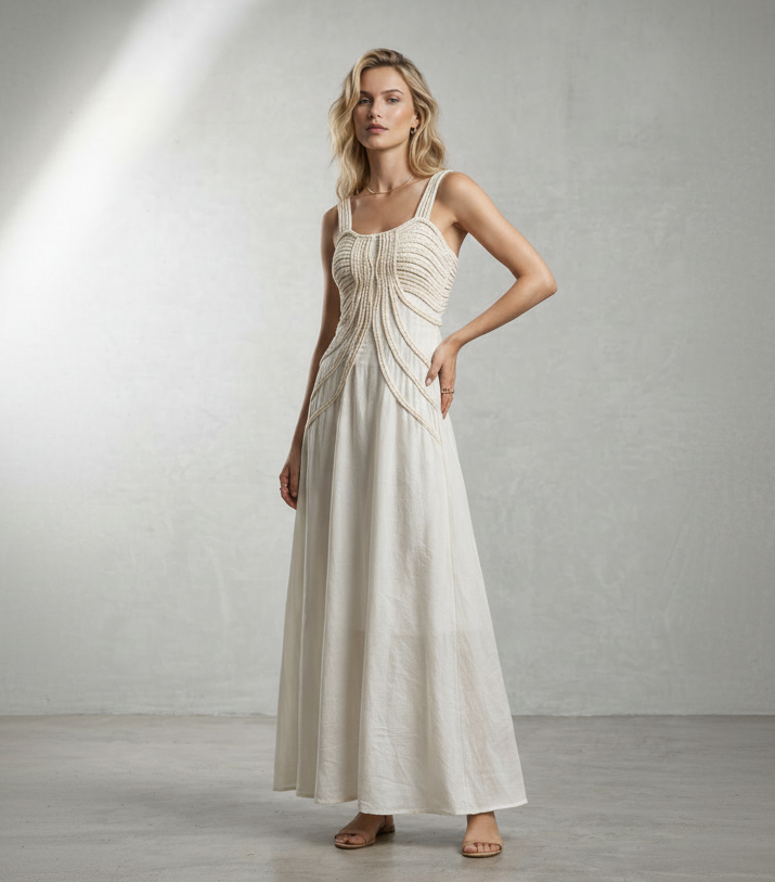 Rosa Rope Dress — Chocolate & Cream