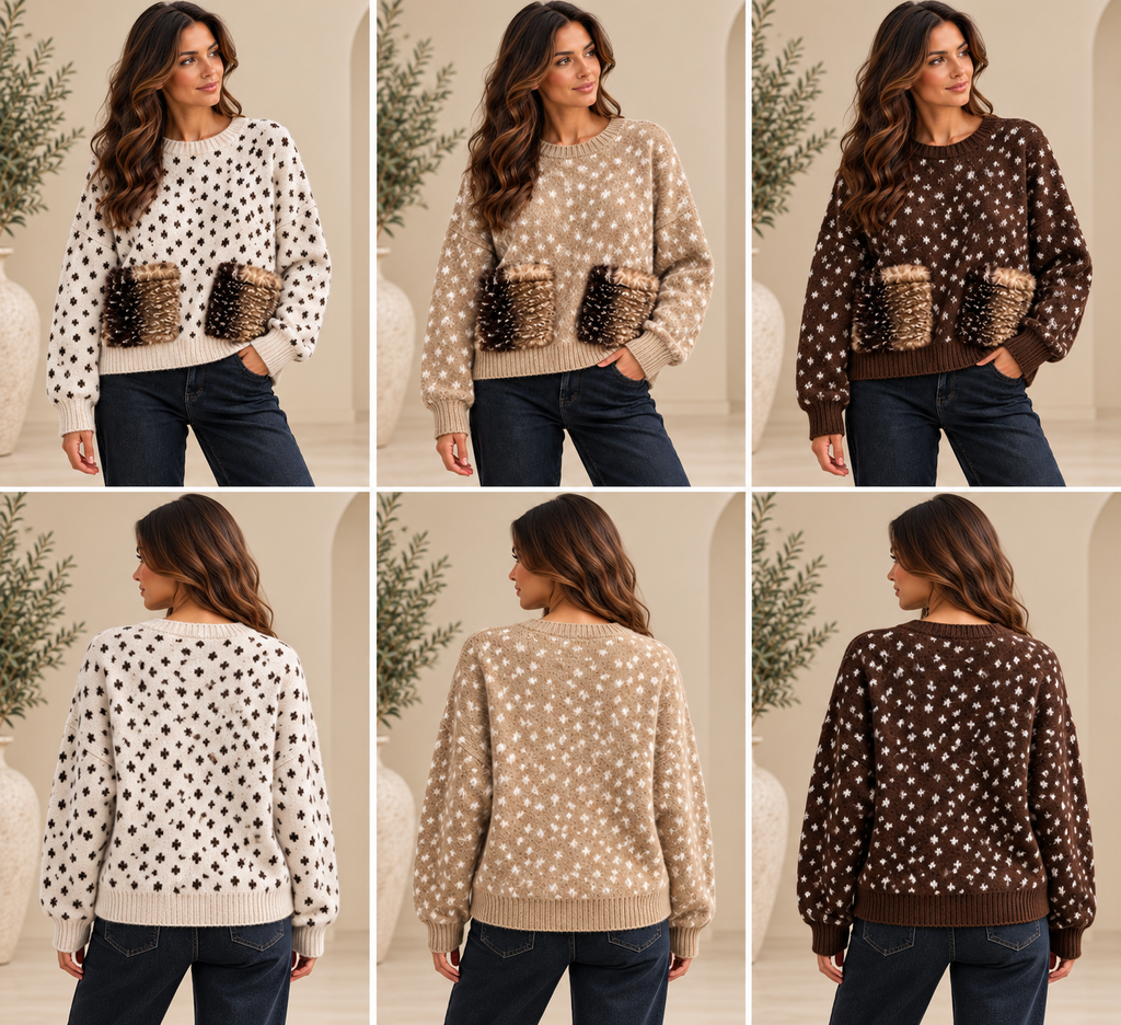 Bambi Faux Fur Pocket Jumper