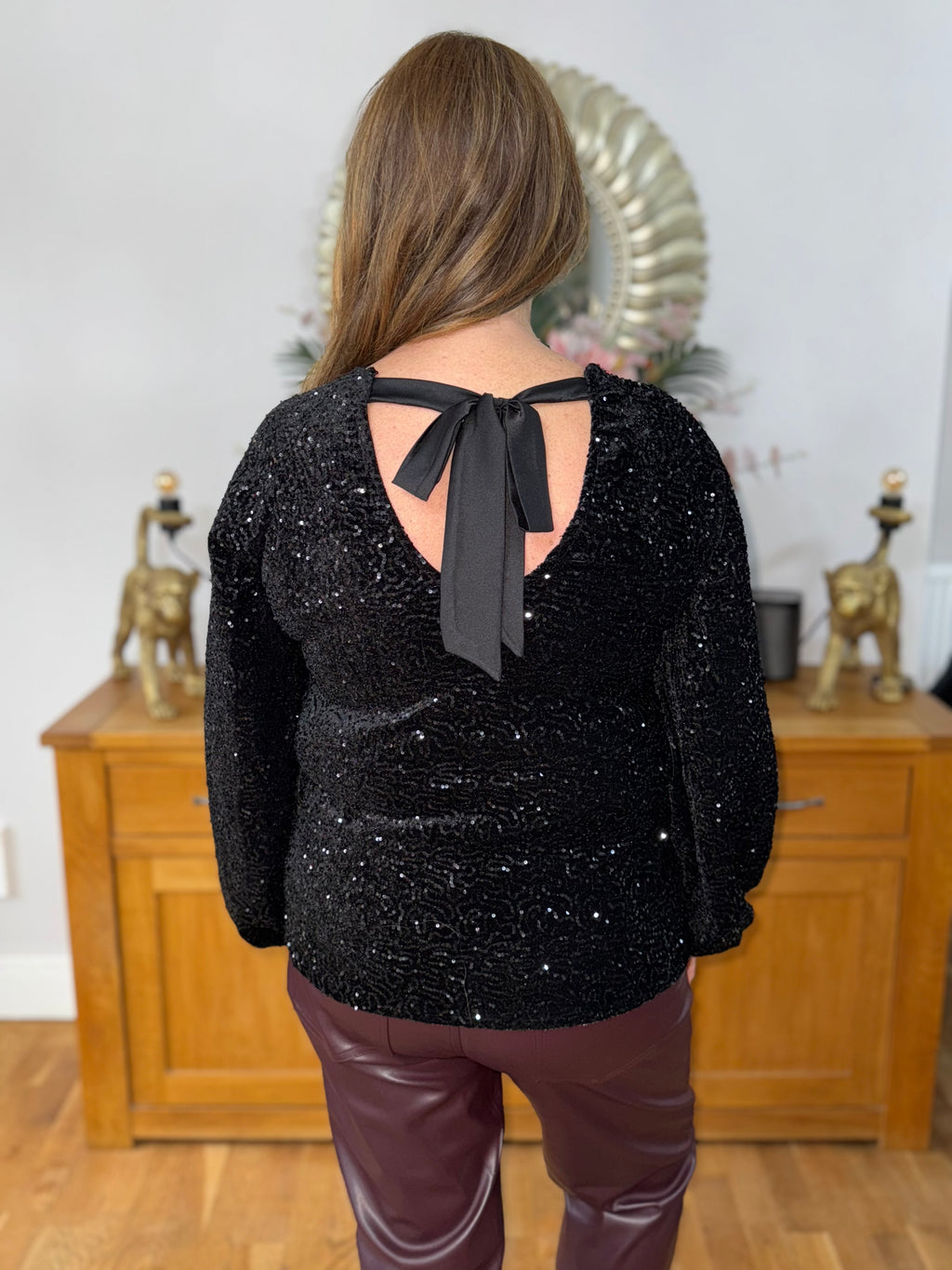 ✨ The Zadie Bow Back Sequin Top