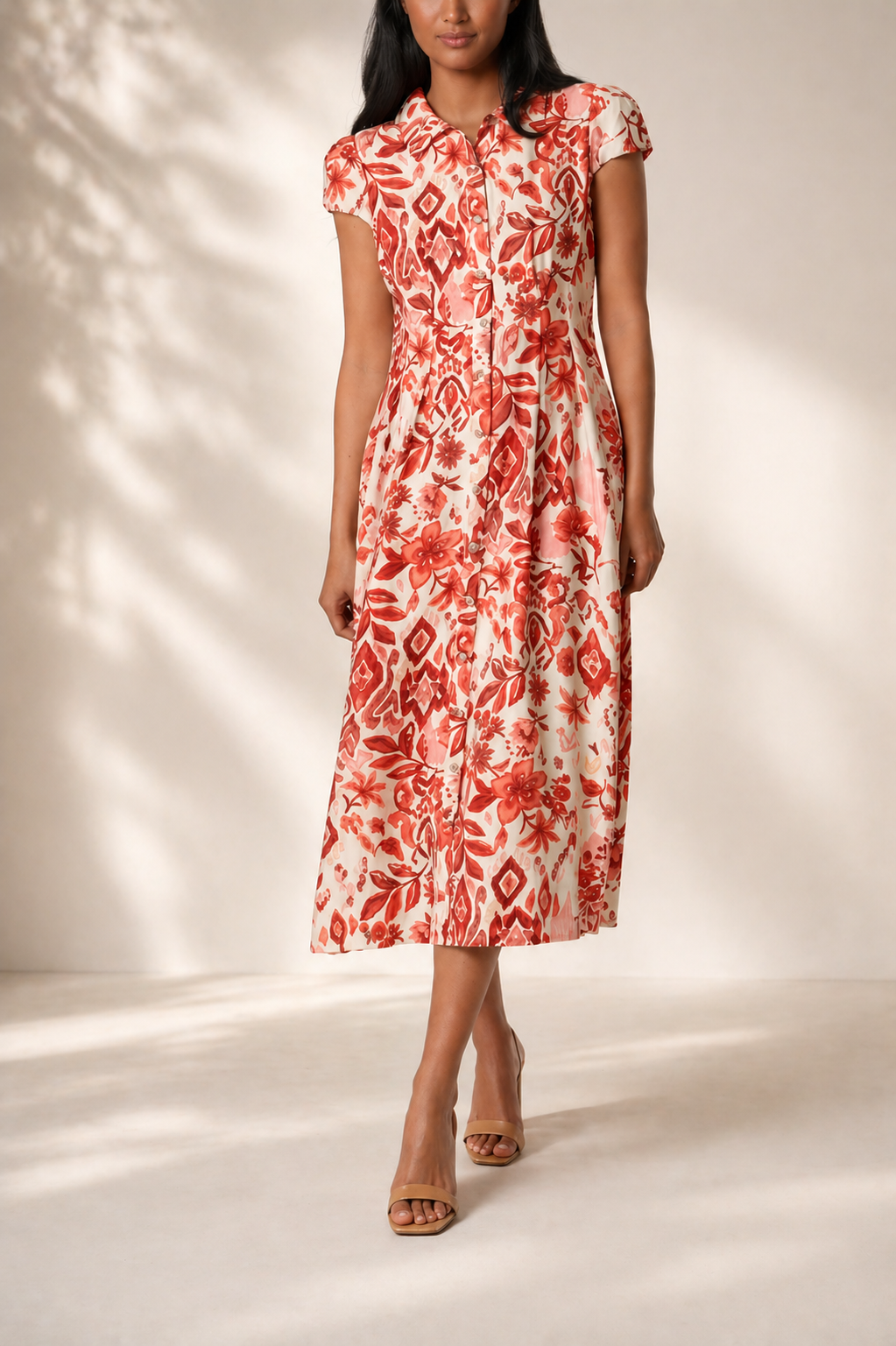 Raya – Abstract Floral Button Shirt Dress