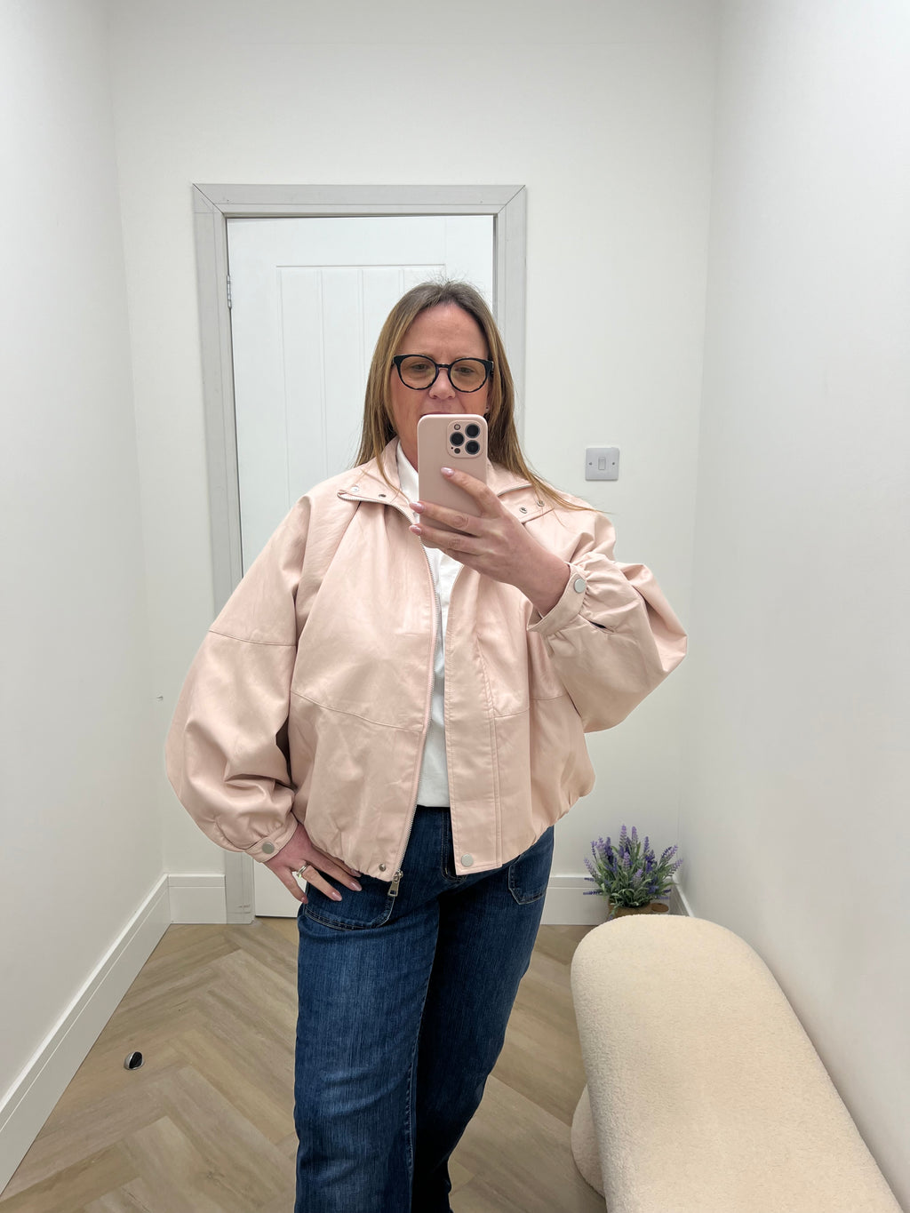 Kate Faux Leather Funnel Neck Jacket