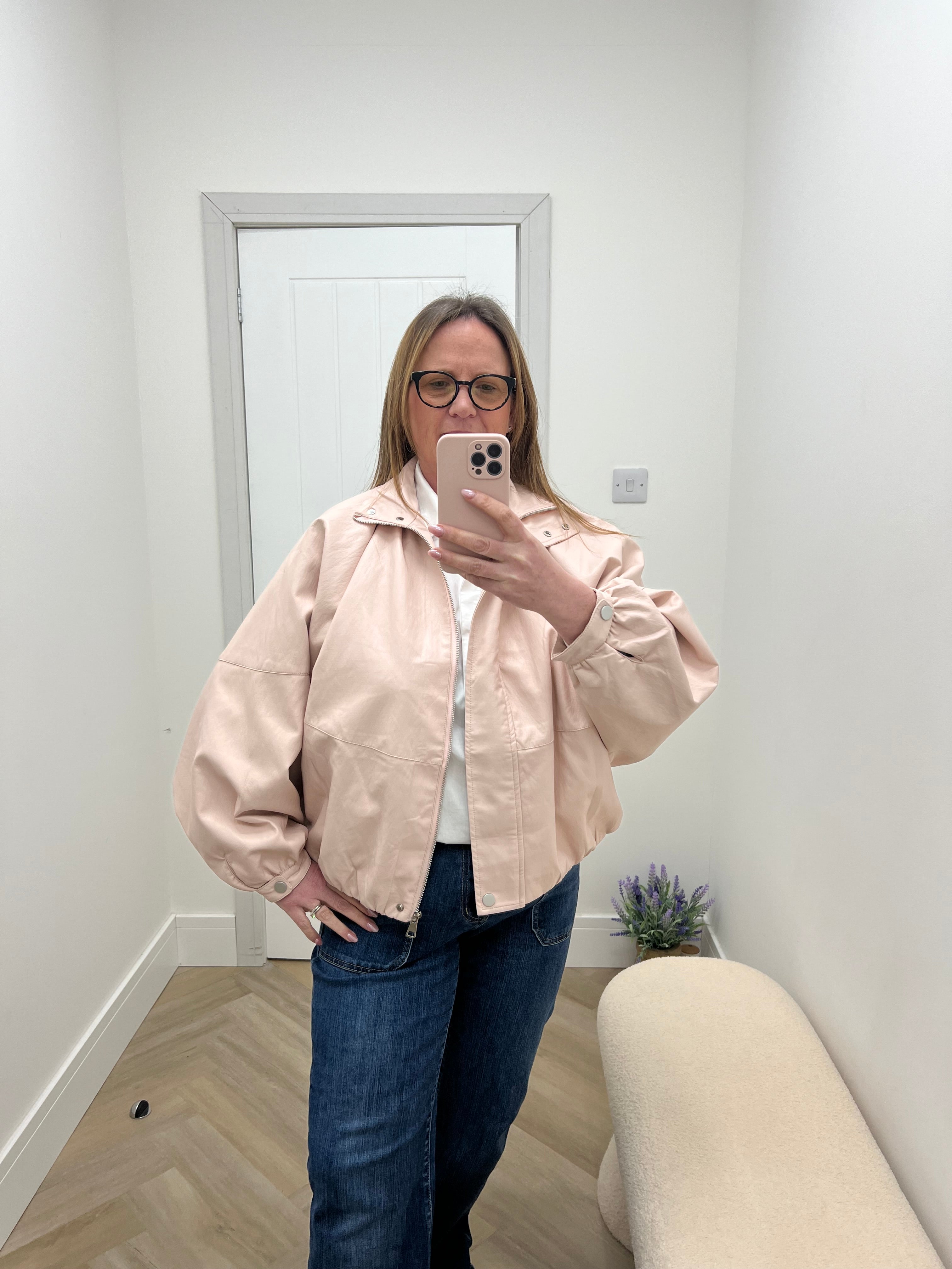 Kate Faux Leather Funnel Neck Jacket