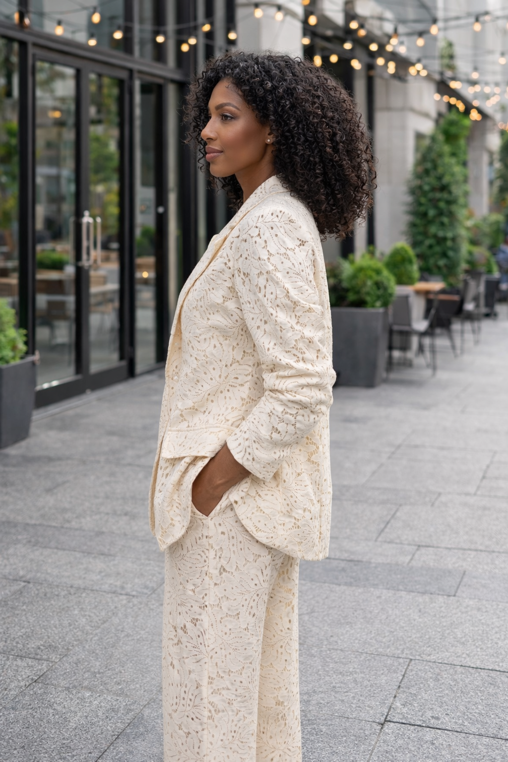Cream Lace Suit Jacket & Trousers