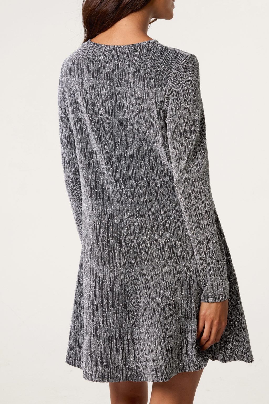 Ava Silver Lurex Swing Dress