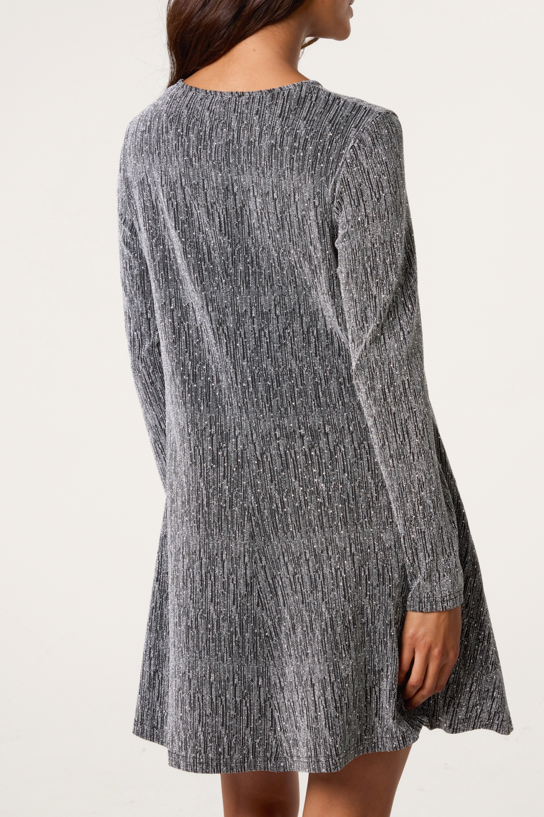 Ava Silver Lurex Swing Dress