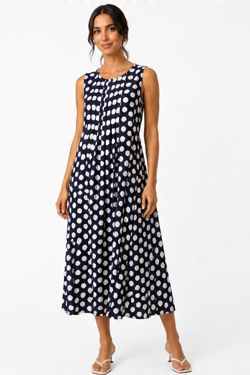 Emi – Polka Dot Sleeveless Midi Dress