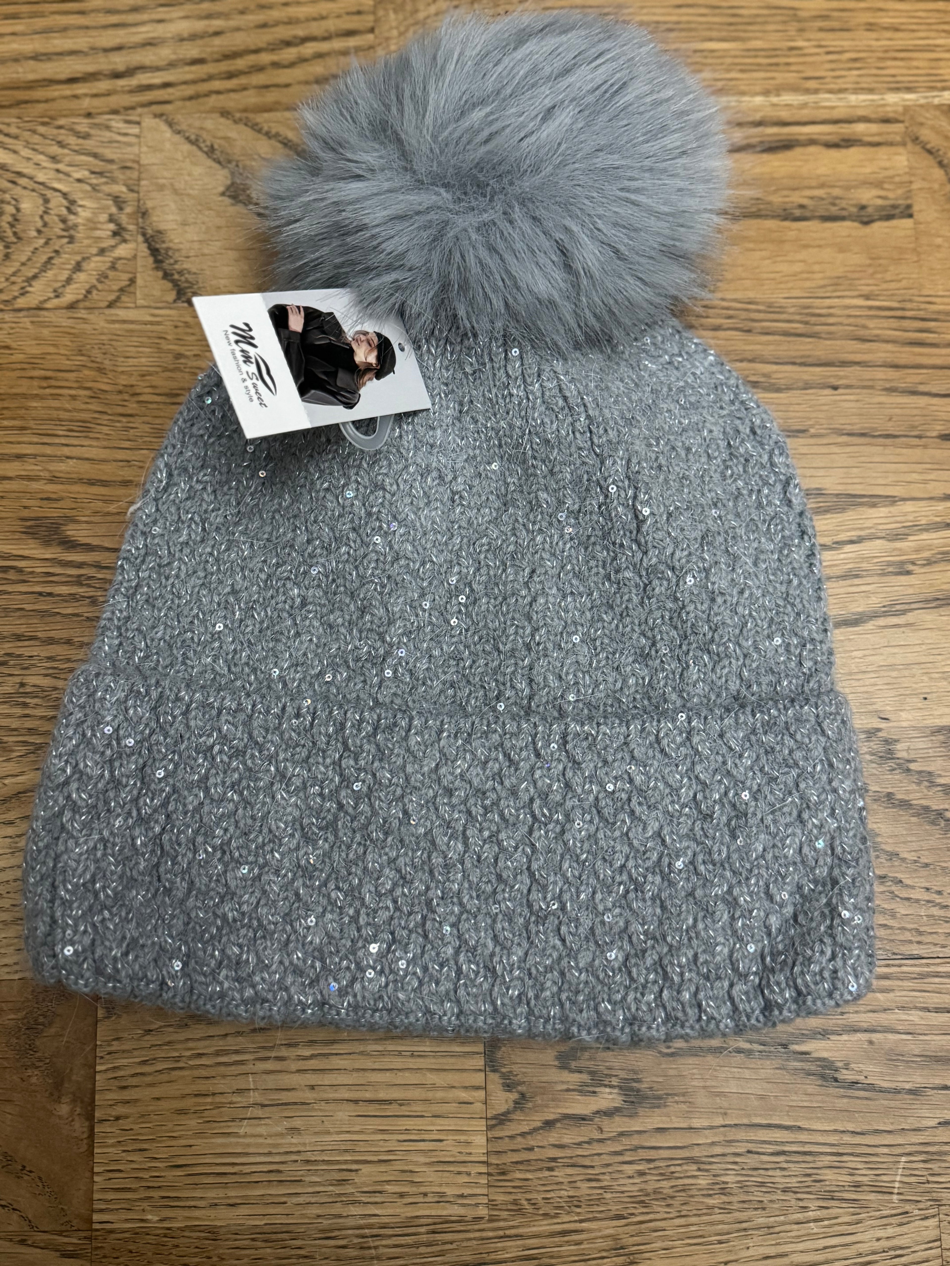 Winter Whisper Sequin Pom Hat
