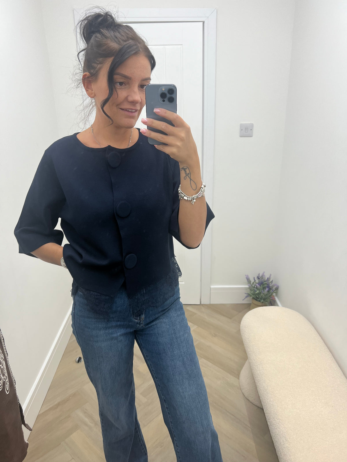 Isla large Button Asymmetric Knitted Top