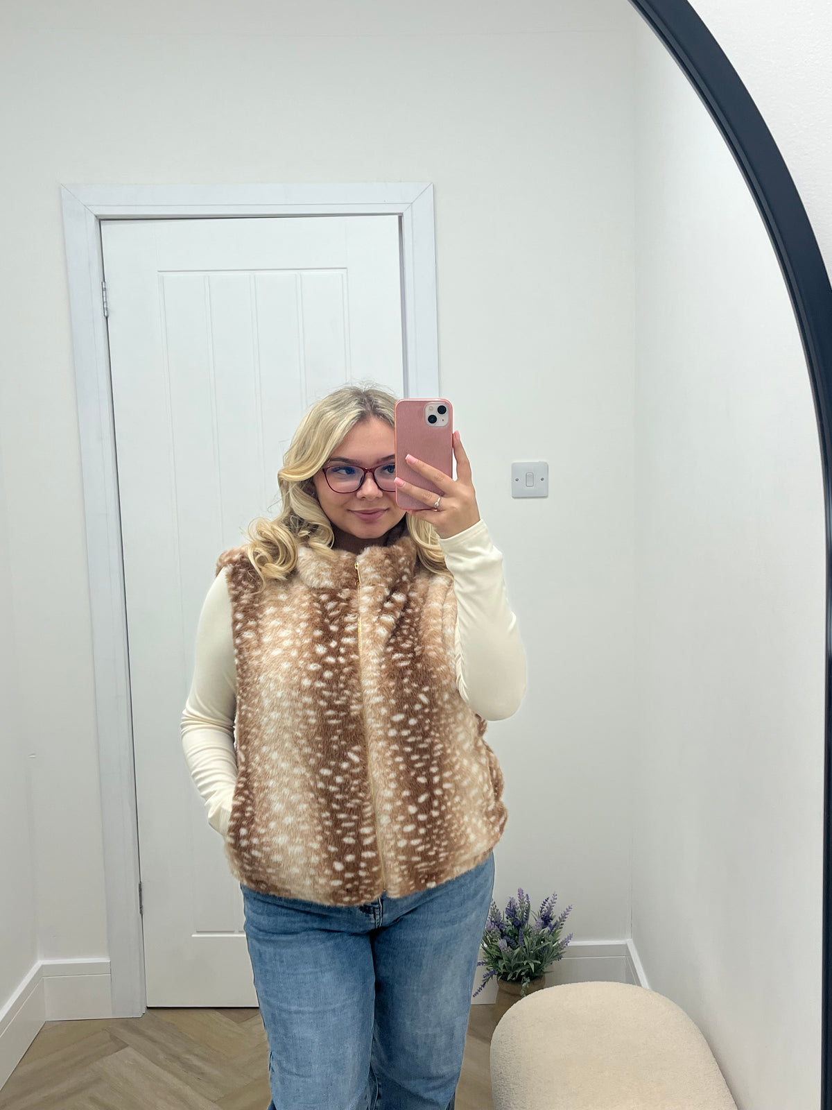 Taupe Bambi Faux Fur Gilet