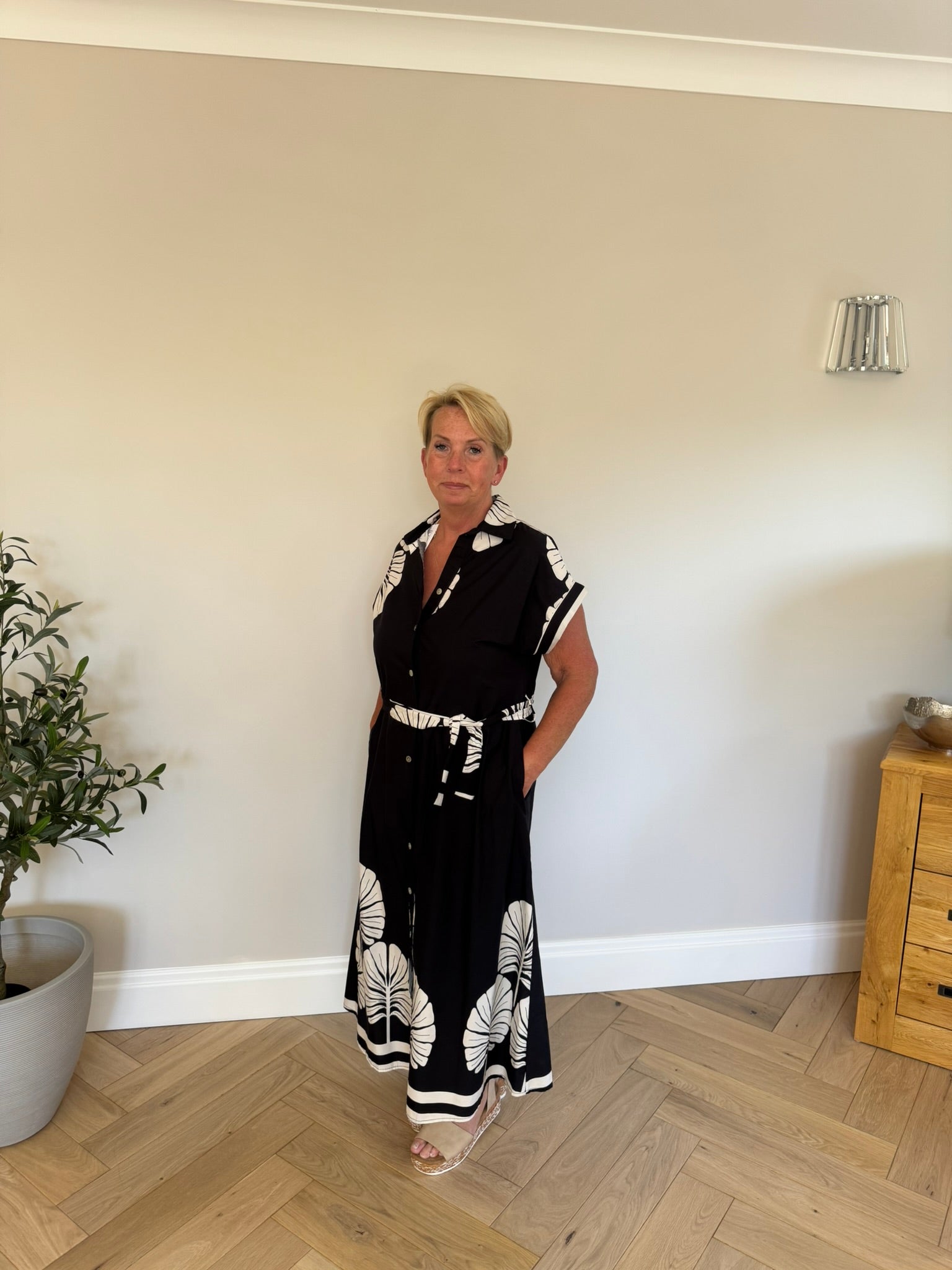 Monstera Cotton Belted Dress