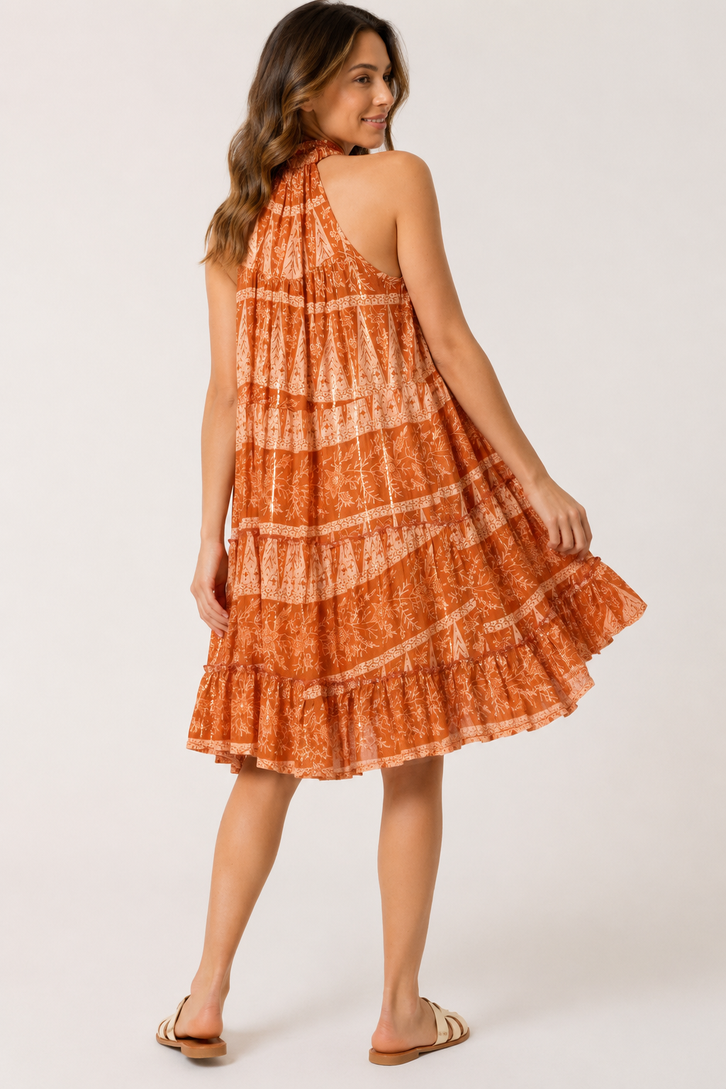 Sydney tassel high tie neck mini dress