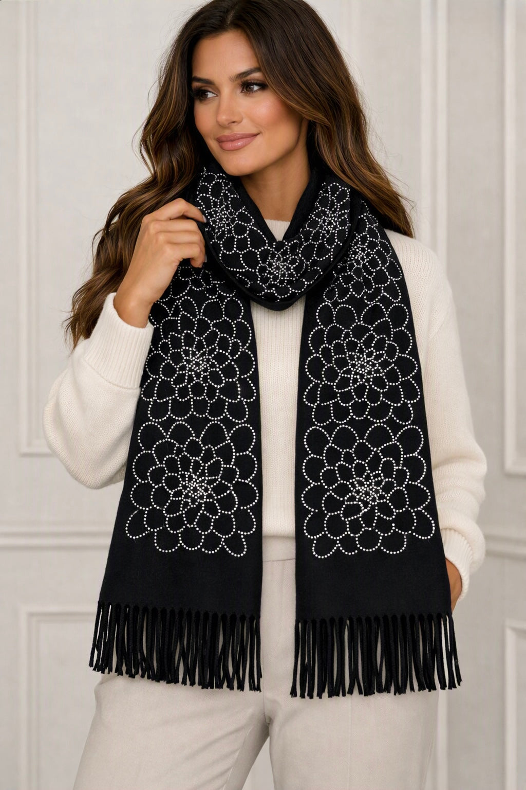 Dahlia Embellished Cashmere Feel Scarf