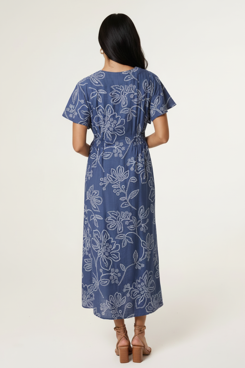 Ada – Circle Flowers Button‑Through Dress