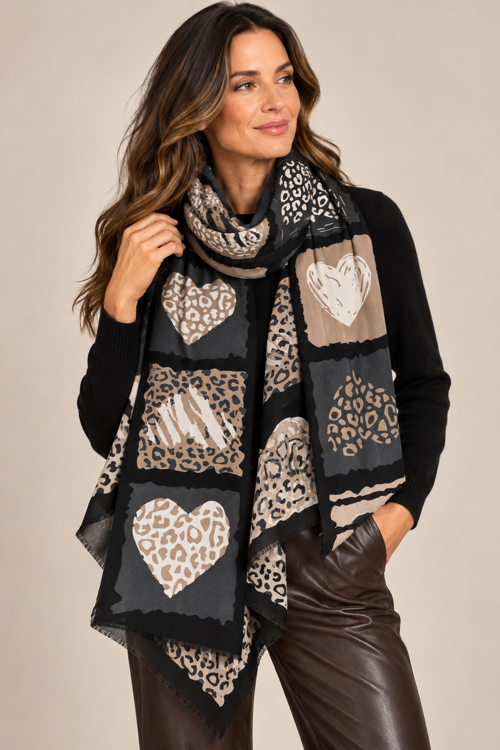 Animal Heart Print Scarf