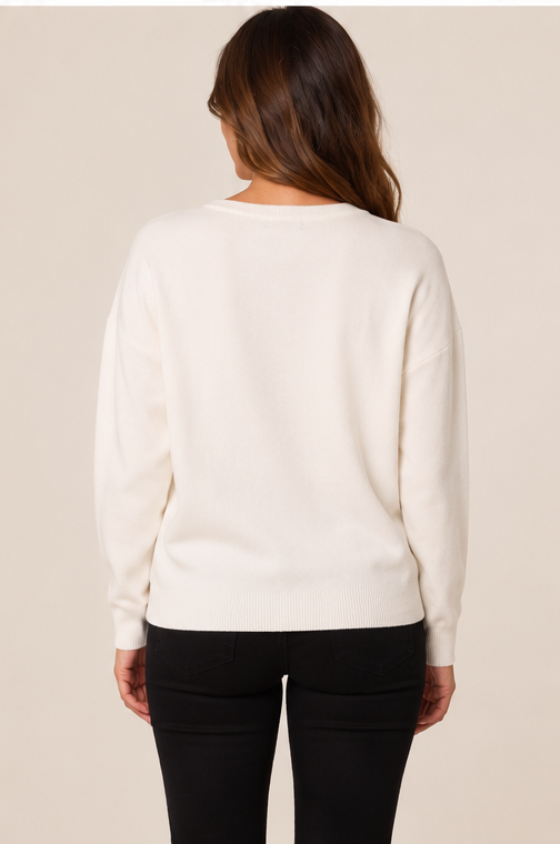 Leopard Bow Sequin Jumper Silver