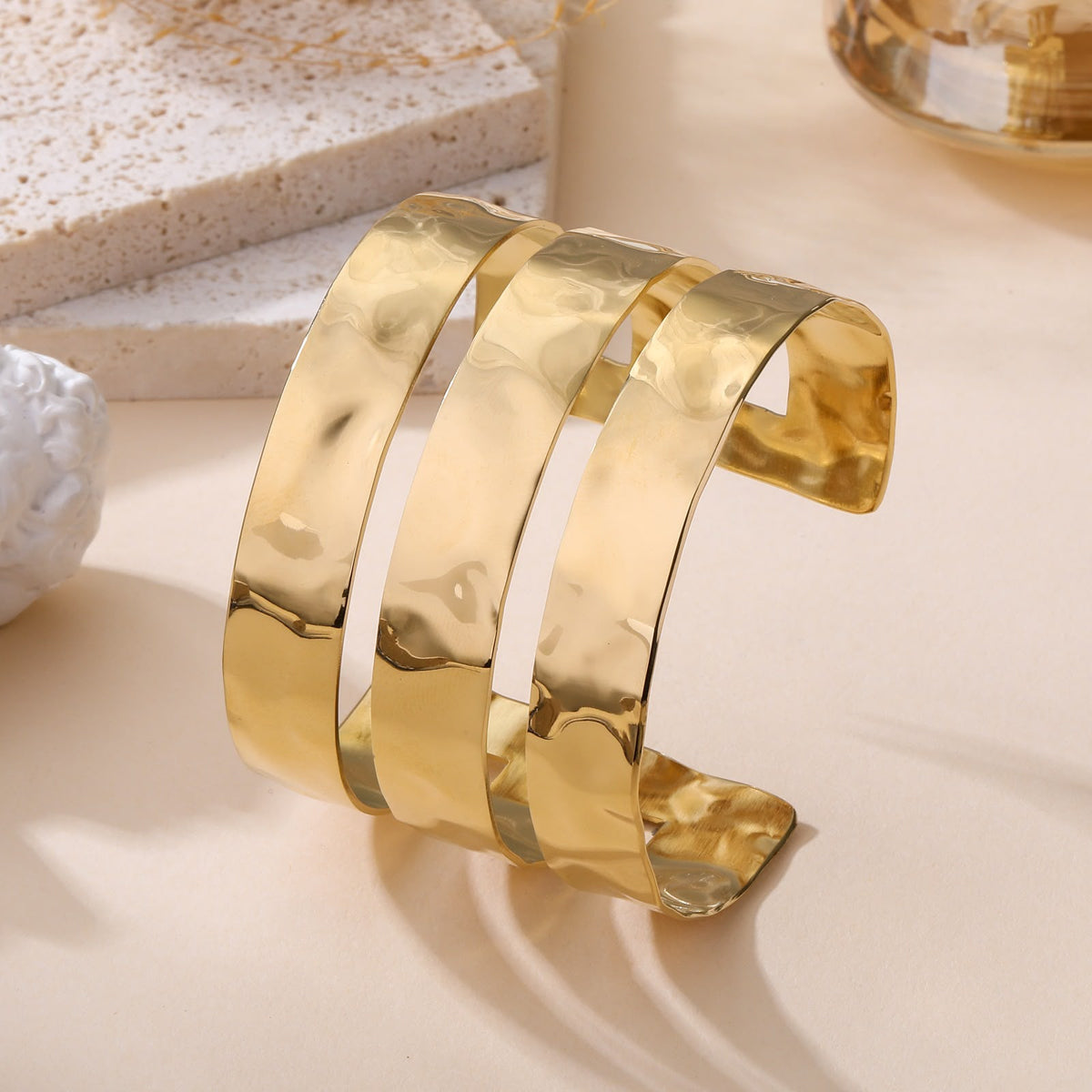 The Hammered Trio Cuff