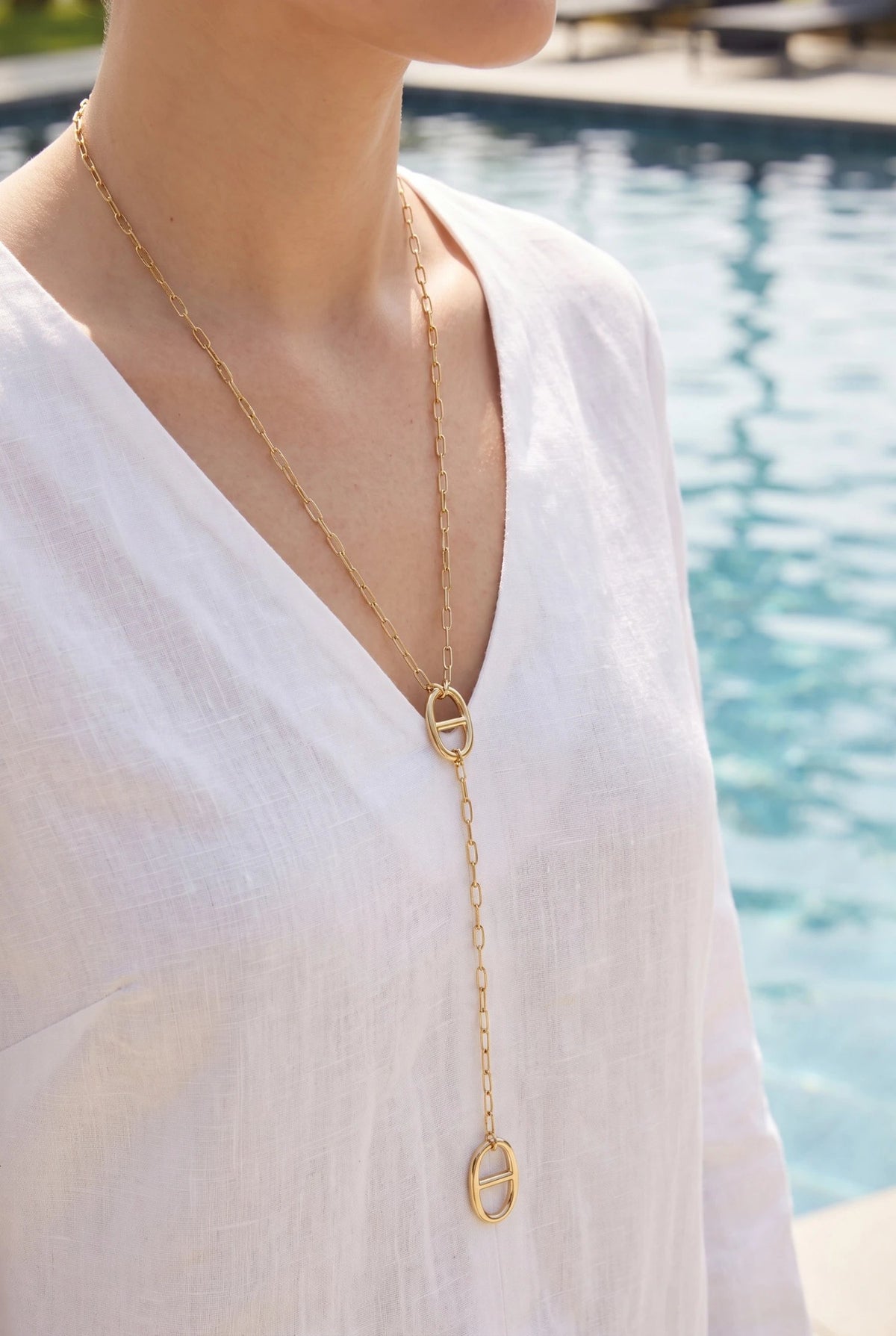 Marine Y Drop Necklace