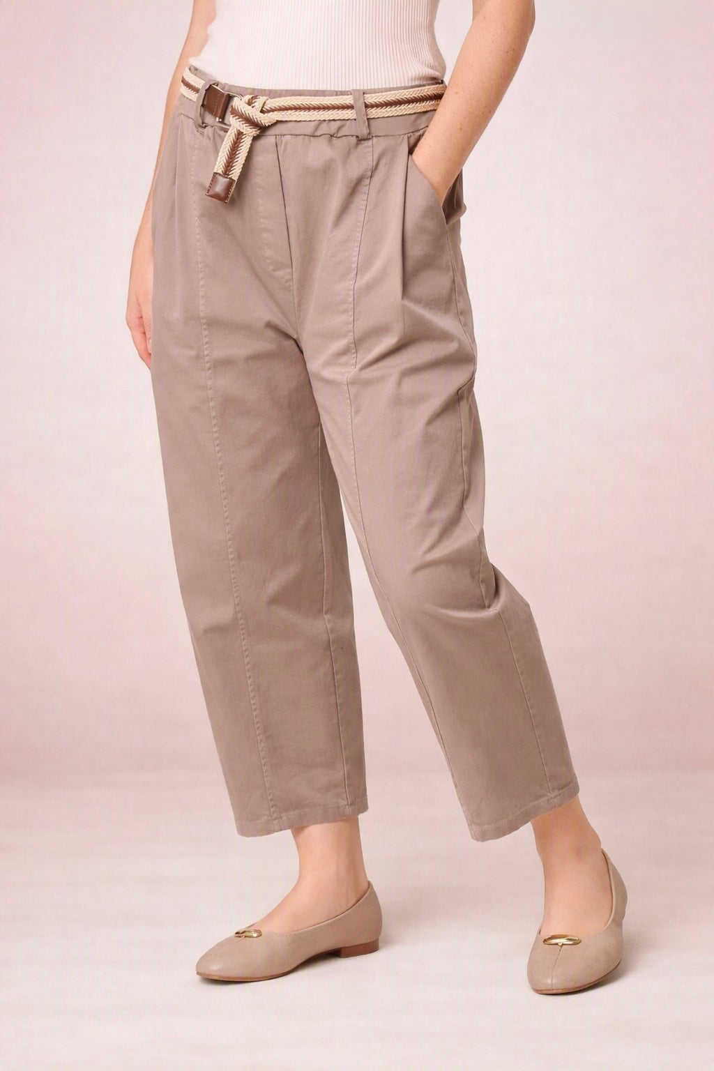 Beth Barrel Leg Trousers with Belt