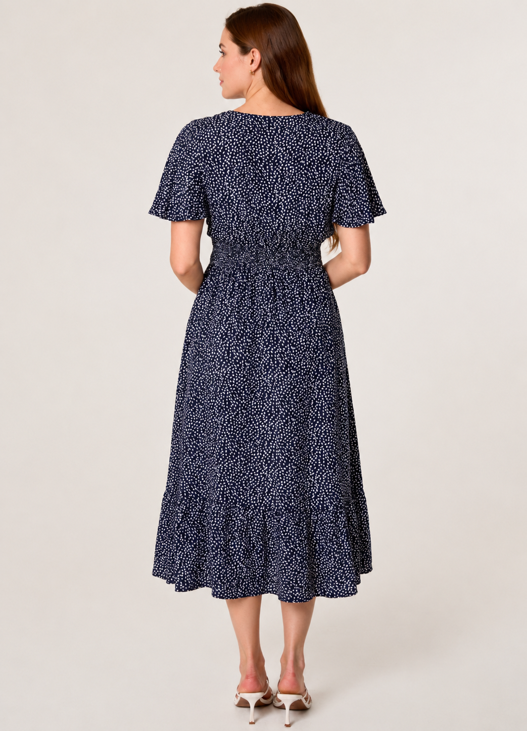 Nadia Ditsy Flutter Sleeve Dress