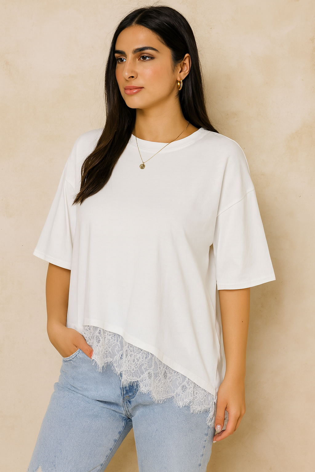 Lacey Asymmetrical T‑Shirt