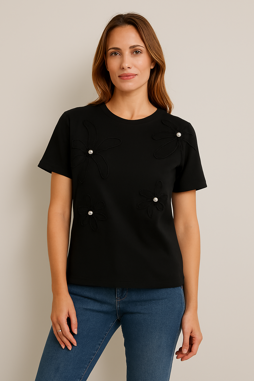 Petal Embellished T-Shirt