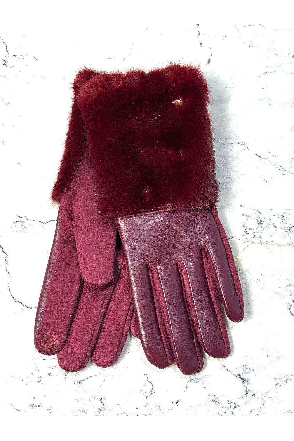 🖤 Fur Heart Gloves with Touchscreen Finger