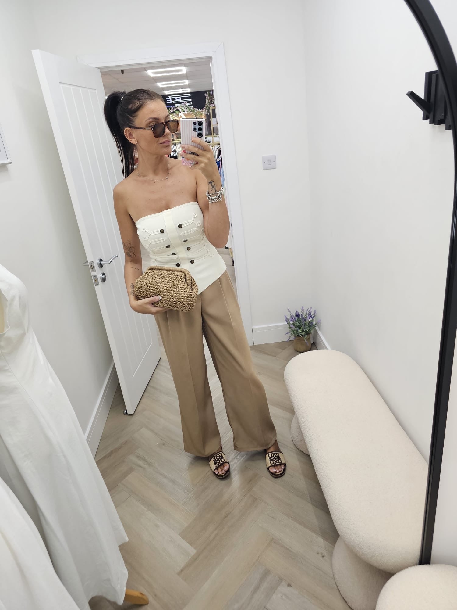Zena Button detail bandeau top