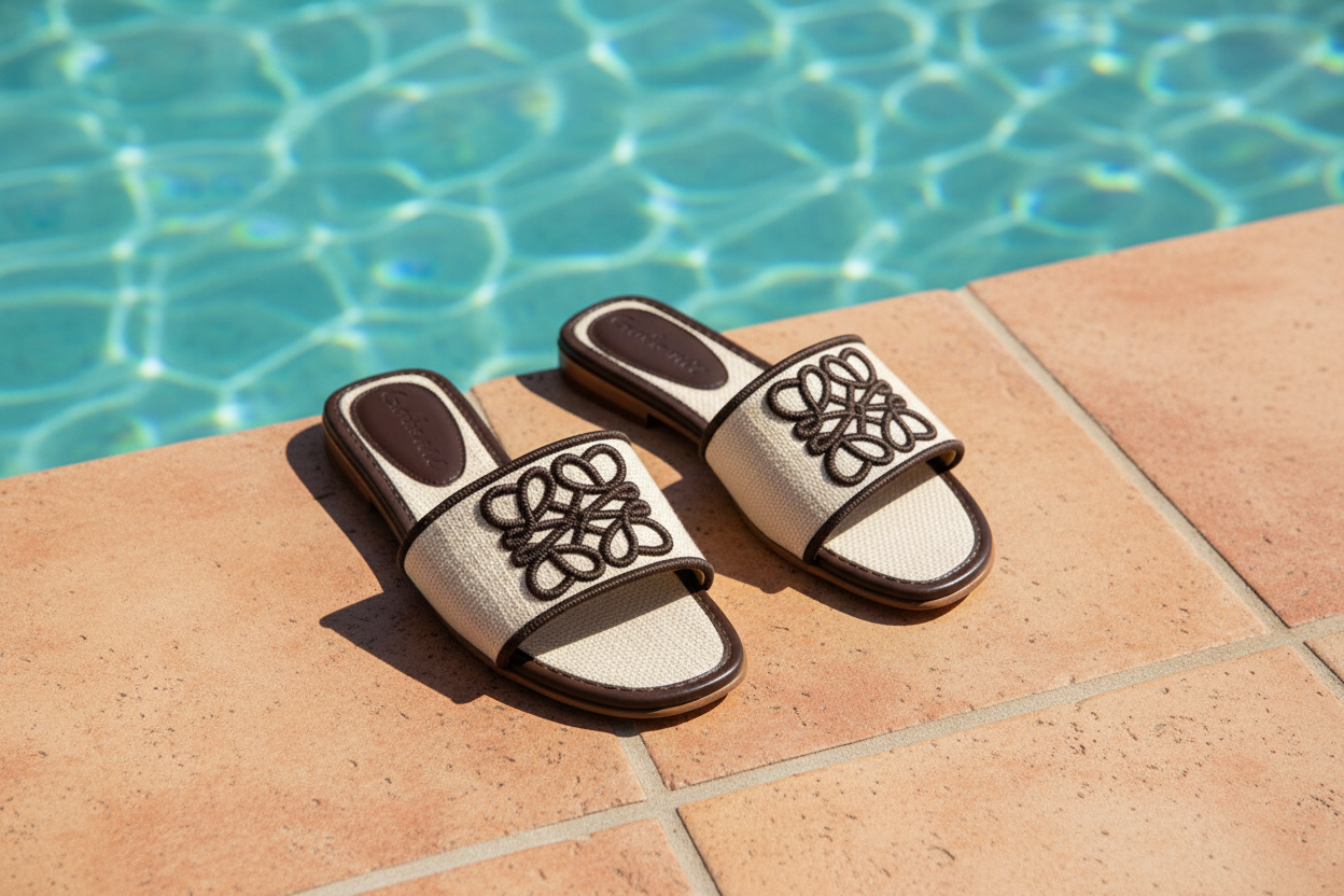 🖤🤎🤍🧡 Woven Appliqué Slide Sandals