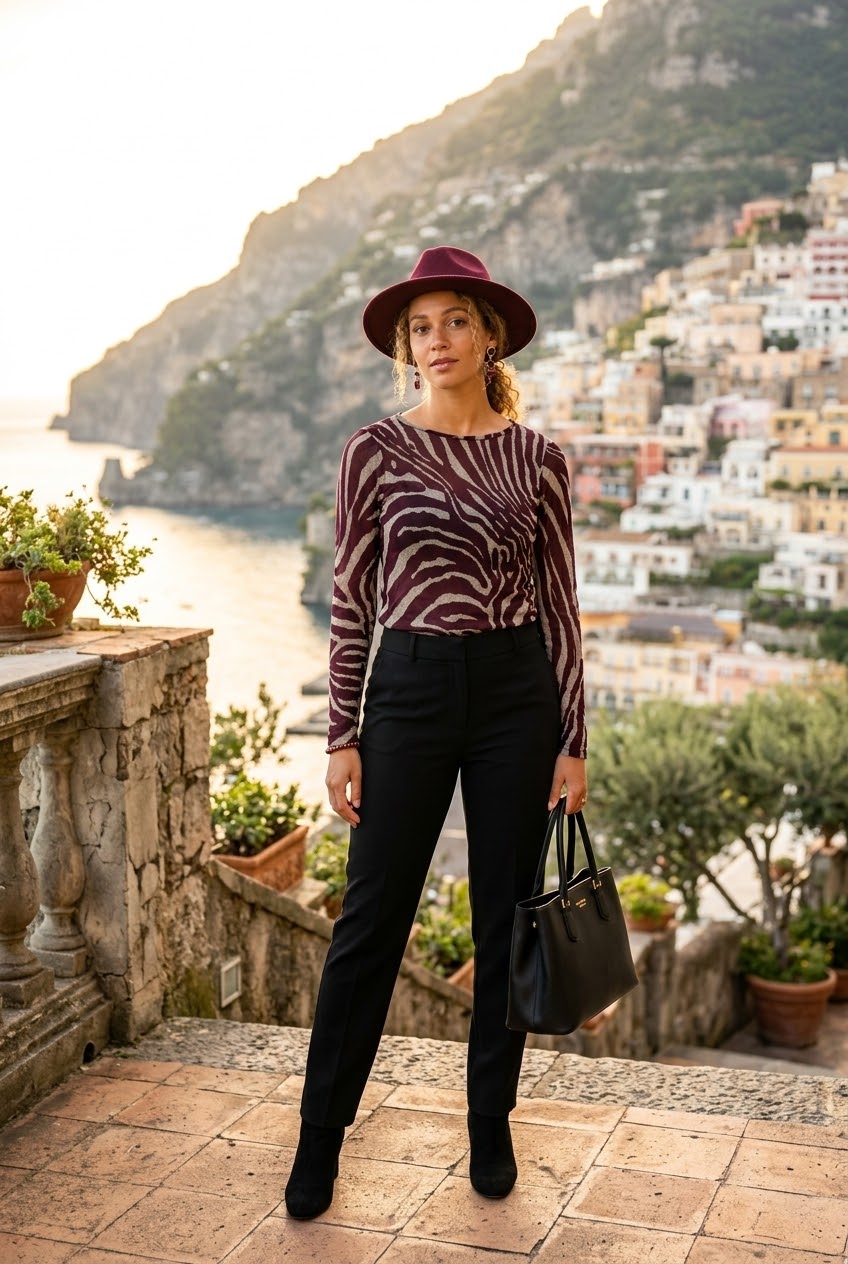Callie Zebra Print Cashmere Blend Top