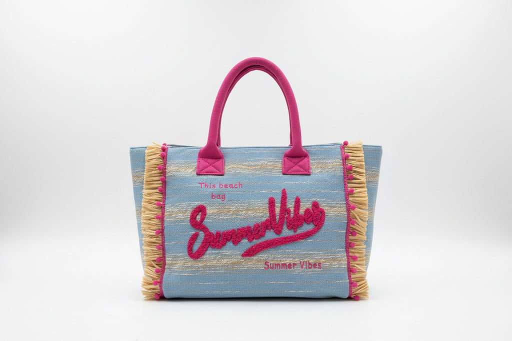 Summer Vibes Bag —In Sky Blue & Pink