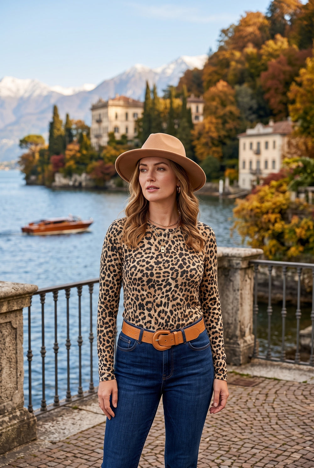 Callie Leopard Print Cashmere Blend Top