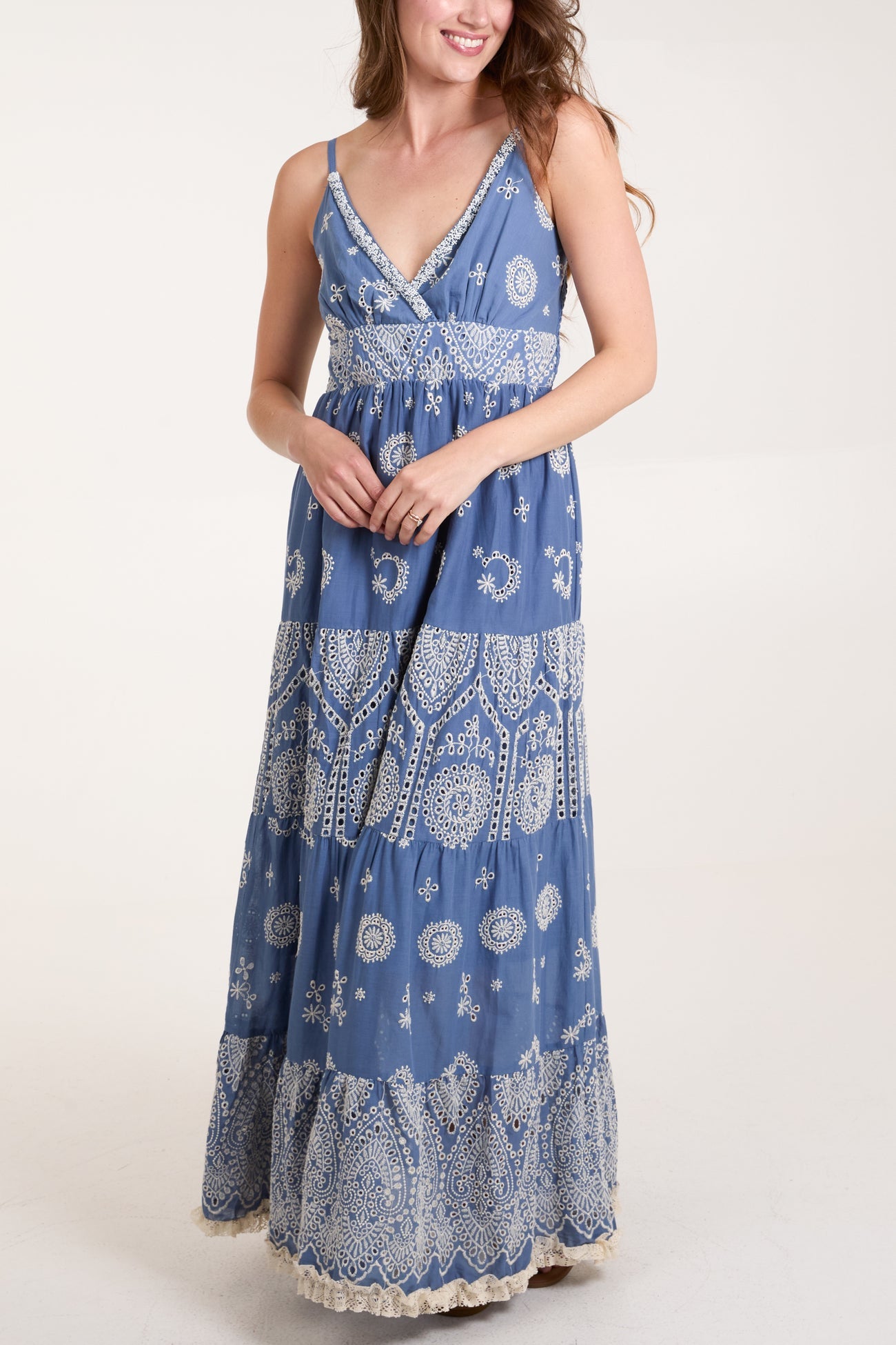 Jolene Embroidered Cami Tiered Maxi Dress