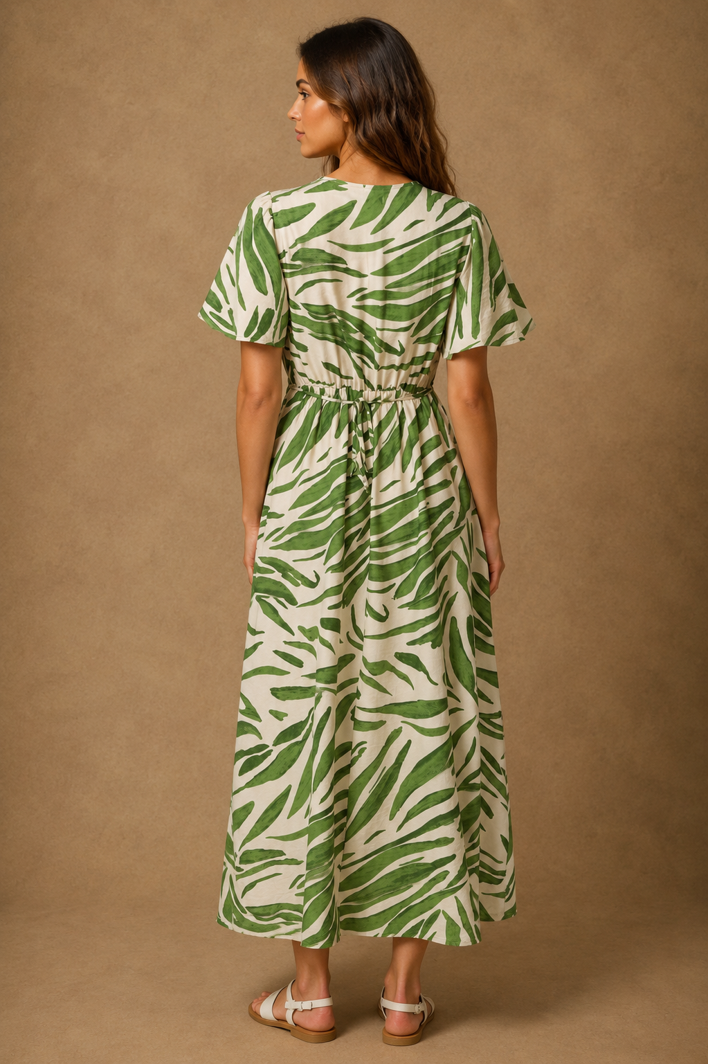 Ruth Brushstroke Dress Green