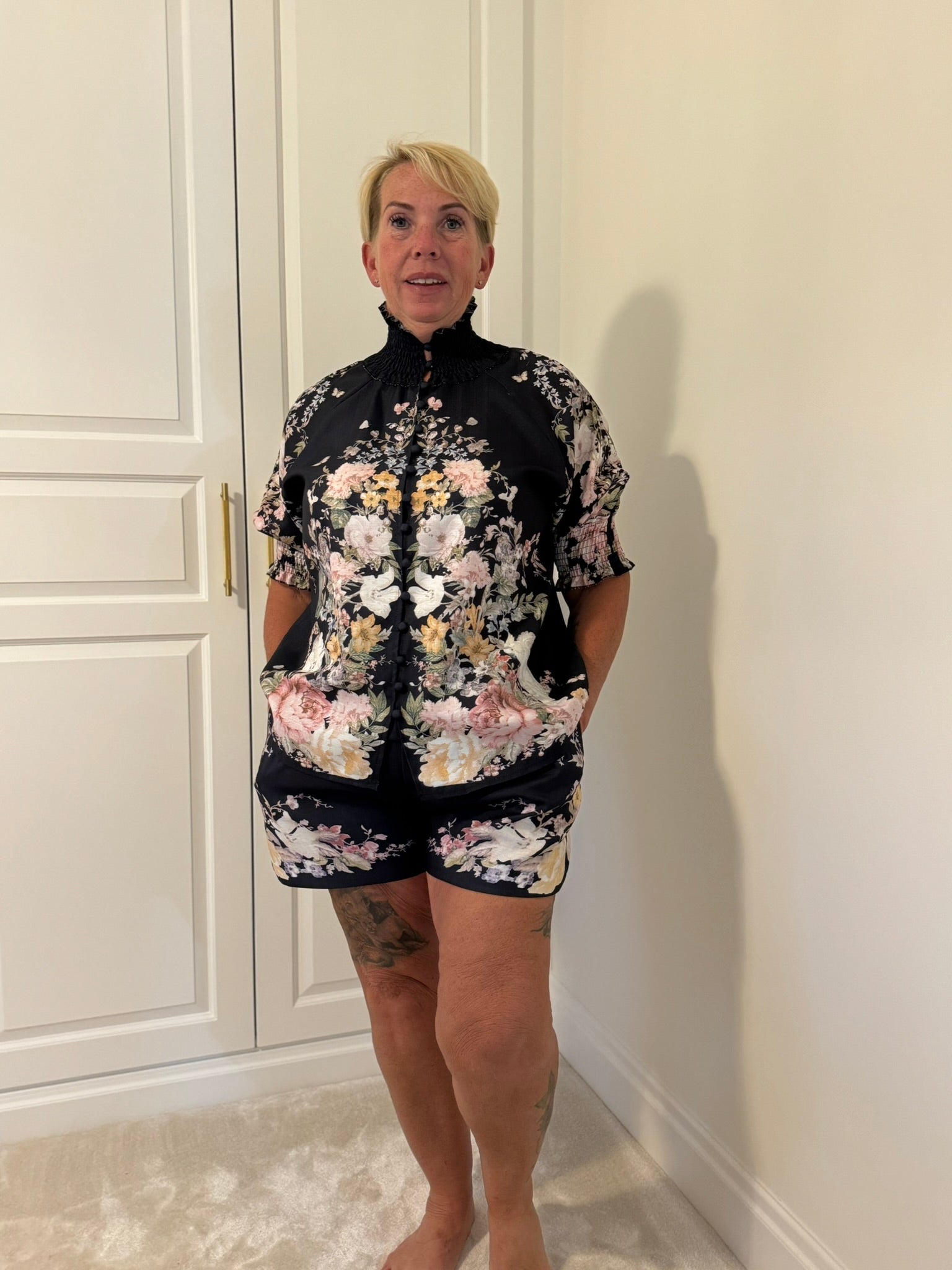 Evelyn Linen-Feel Floral Short Set